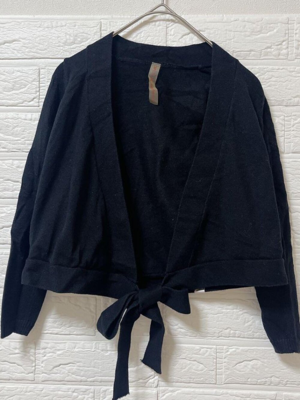 Capeo Cardigan Collarless Long Sleeve Black